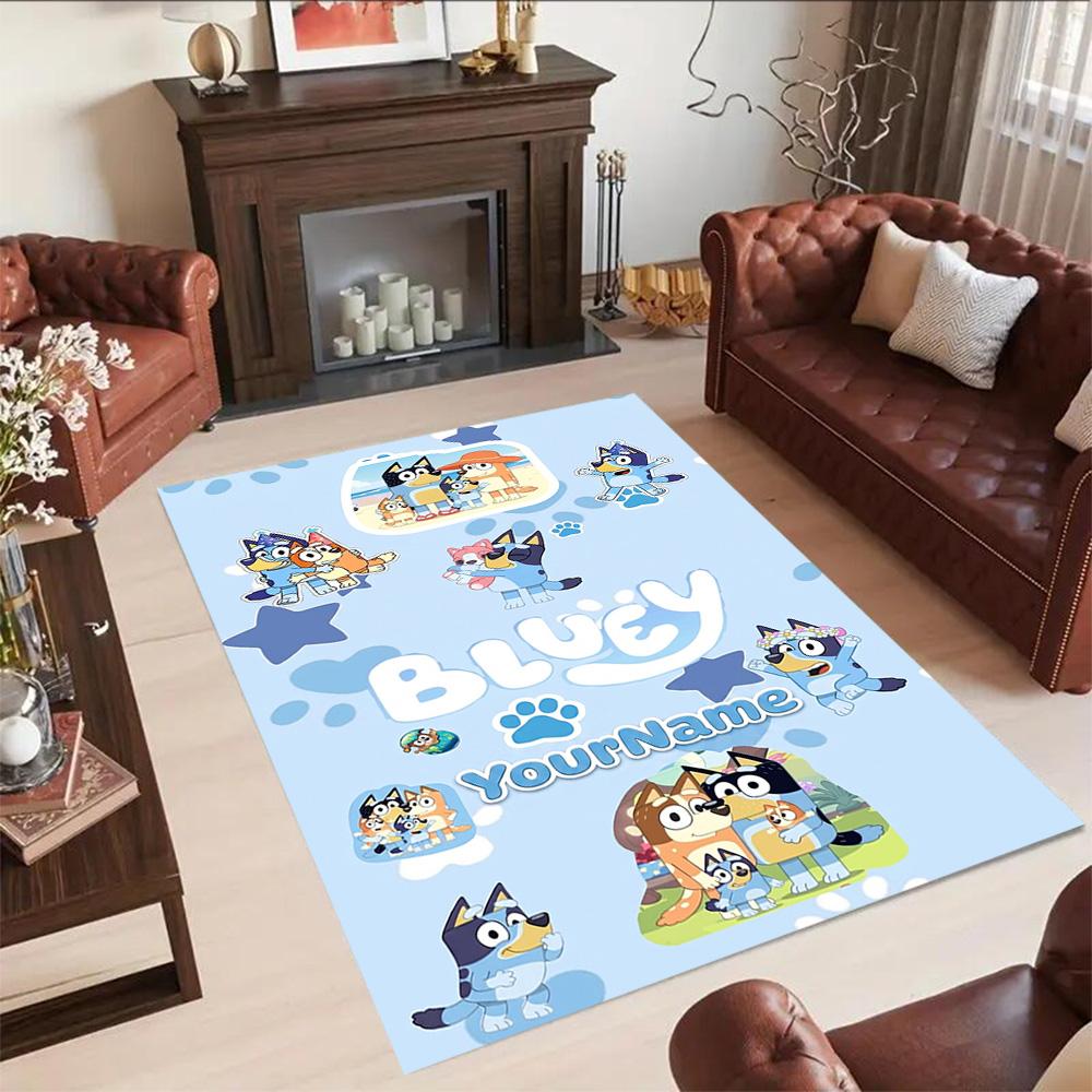 Bluey 95 Customized Name Area Rug Suitable for Dining Room Decorate Room Bedrooms Foyer Antislip Carpet Anime Office Decor Wedding Party Gift