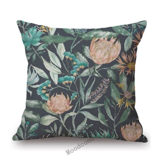 Home Decoration Flower Floral Oil Painting Sofa Throw Pillow Case Cotton Linen Bench Chair Seat Cushion Cover