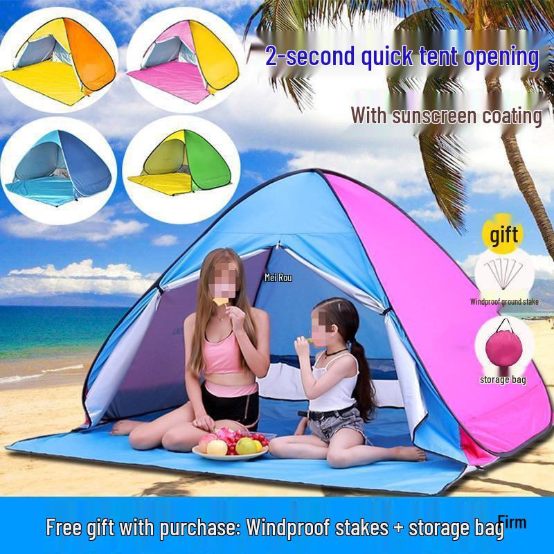 

Portable Automatic Pop-Up Children s Beach Tent with Sunshade and Heat Insulation Yellow and Orange 1-2 People without Door