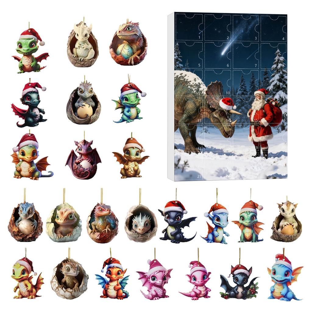 Christmas Dragon Holiday Decor Miniature Acrylic Advent Calendar Blind Box For Festive Gift Giving