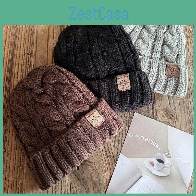 Wool Winter Beanie Hat Thick Knitted Cap Windproof Casual Fashion Accessory