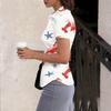 Women's Short Sleeve Button Down Shirt Slim Fit Lobster Print Collared Summer Blouse Lightweight Casual Top for Daily Wear