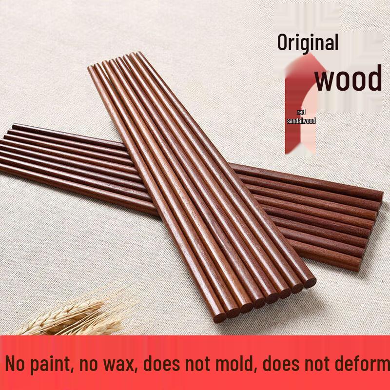 10-Pair Natural Red Sandalwood Chopsticks