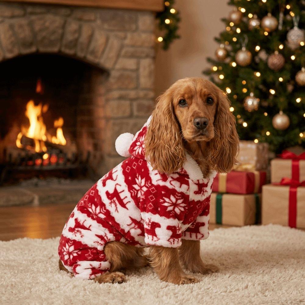 Vêtements de Noël en Peluche Chaude pour Chien Vêtements d'Hiver pour Chien Cerf Manteau à Quatre Pattes pour Chien Vêtements d'Extérieur