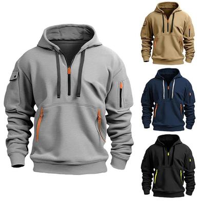 Spring and Autumn Men's Sweater Hoodie Zipper Multi-pocket Pullover Multi Pocket Pullover Men's Sports and Leisure Jacket