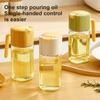 בקבוק מתקן שמן אוטומטי 500 מ"ל פתיחה בנגיעה אחת ללא מגע ידיים בקבוק שמן זכוכית עם פיה למניעת טפטוף כלי רוטב חסין דליפות לשמן זית חומץ