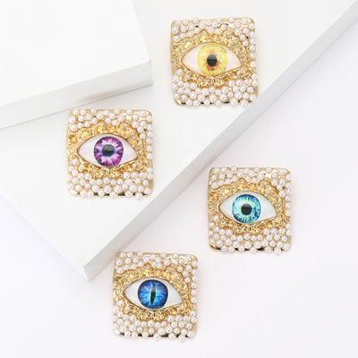 Design Legierung Quadrat Perle Teufelsauge Brosche Kreative Vielseitige Herren- Und Damenbekleidung Corsage Ornament Pin