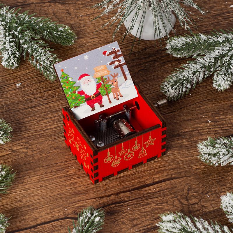 Wooden Hand-Cranked Christmas Music Box Ornament