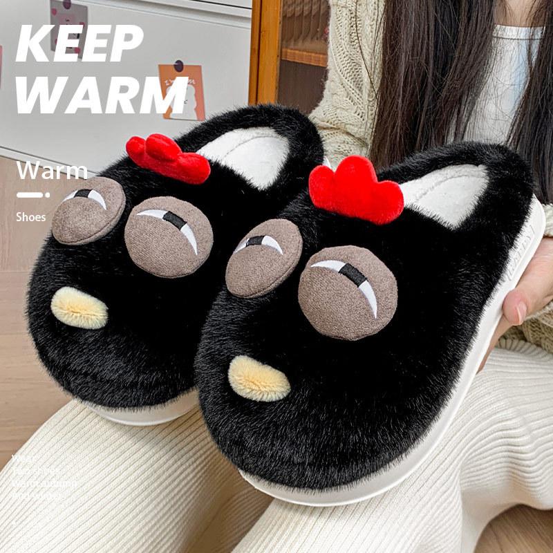 Winter new cotton shoes personality funny cartoon chicken outside wear home plush warm cotton mop