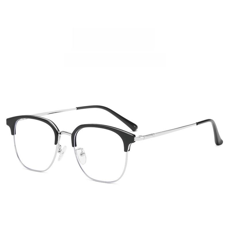 Business Style Half Frame Blue Light Blocking Glasses For Men Women With Pc Lenses For Casual Wear