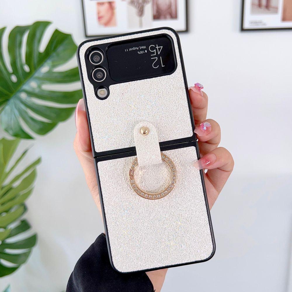 Für Samsung Galaxy Z Flip 4 Fall Z Flip 3 5g Luxus Bling Glitter Ring Halterung Stoßfest Harte PC Schutzhülle Zubehör