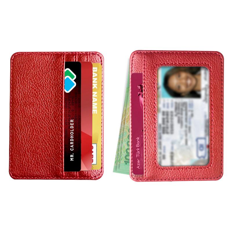 1Pc Multi Slot Coin Wallet Box ID Card Holders Solid Color PU Leather Bank Credit Card Slim Card Case