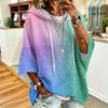Women's Casual Hoodie with Drawstring Hood and Gradient Print - Oversized Long Sleeve Pullover Top
