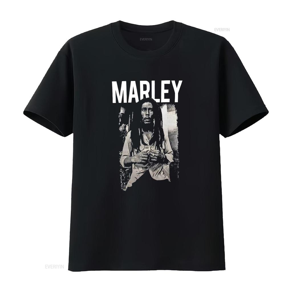 T-shirt con Stampa Stile Retro Bob Marley Taglia Media Vintage Elegante Leggermente Designer Vestiti Elastici Uomo Unisex Streetwear