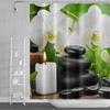 Rural Landscape Shower Curtains Creek Stone Lotus Buddha Bath Curtain Natural Scenery Waterproof Bathroom Home Decor With Hooks