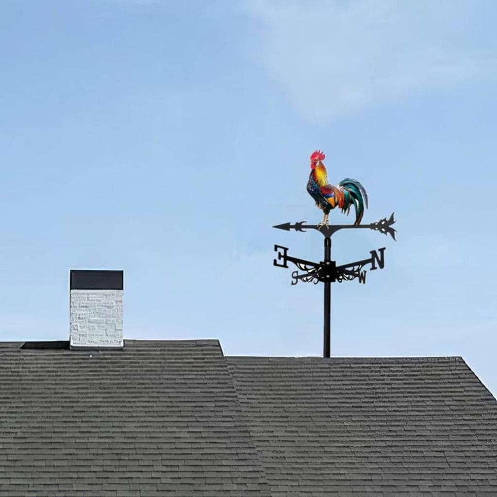Chicken Weathervane Metal Outdoor Wind Direction Guide for Rooftop