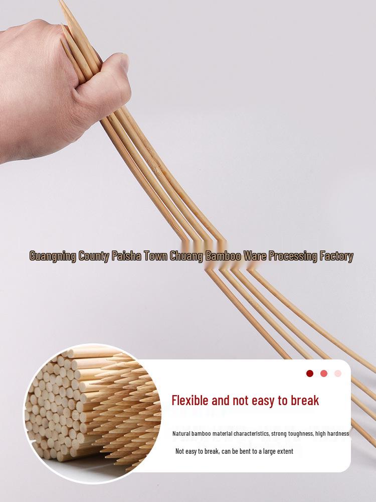 Szaszłyki bambusowe: Grubość 5-10 mm, Idealny na grille, do rękodzieła, projektów DIY, masztów flagowych, aranżacji kwiatowych, suszenia makaronu, klatek dla ptaków.