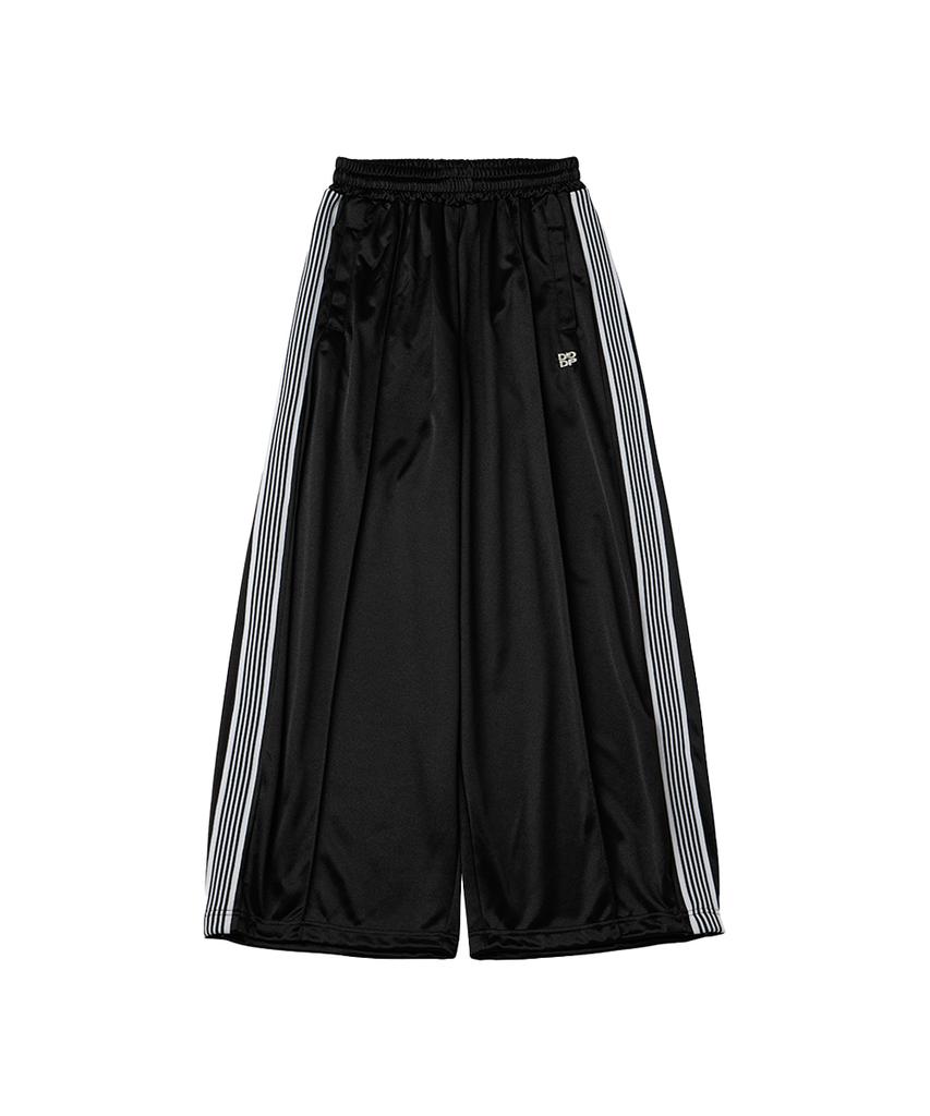 DANGLEDROP Dgdp Balloon Fit Curved Line Track Pants_Black
