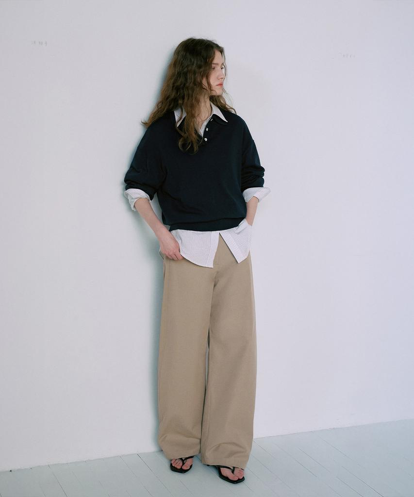 LAMEREI Natural Curved Cotton Pants[Lmbfsppt505]-2Color