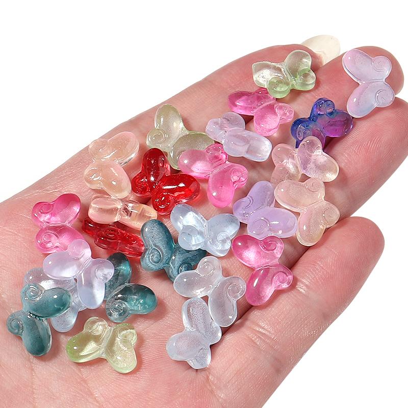 50 Stück Lampwork Perlen Schmetterlingsform Lose Abstandshalter Perlen Für Schmuckherstellung Halskette Armband Ohrring Zubehör Bunte Perlen