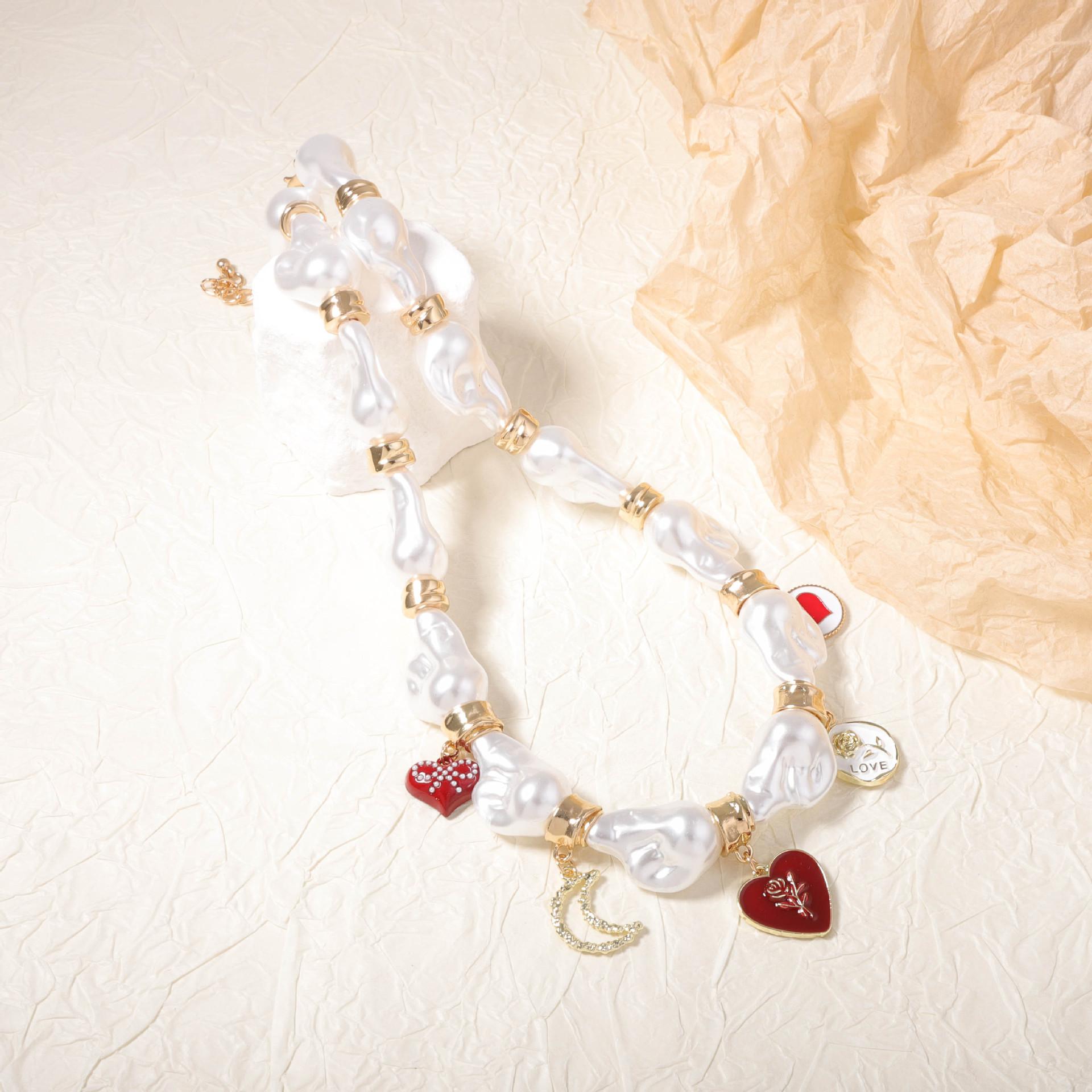 Простое, модное и свежее, нишевый дизайн, имитация жемчуга, сплав, капающая любовь, геометрическая подвеска, повседневное ожерелье