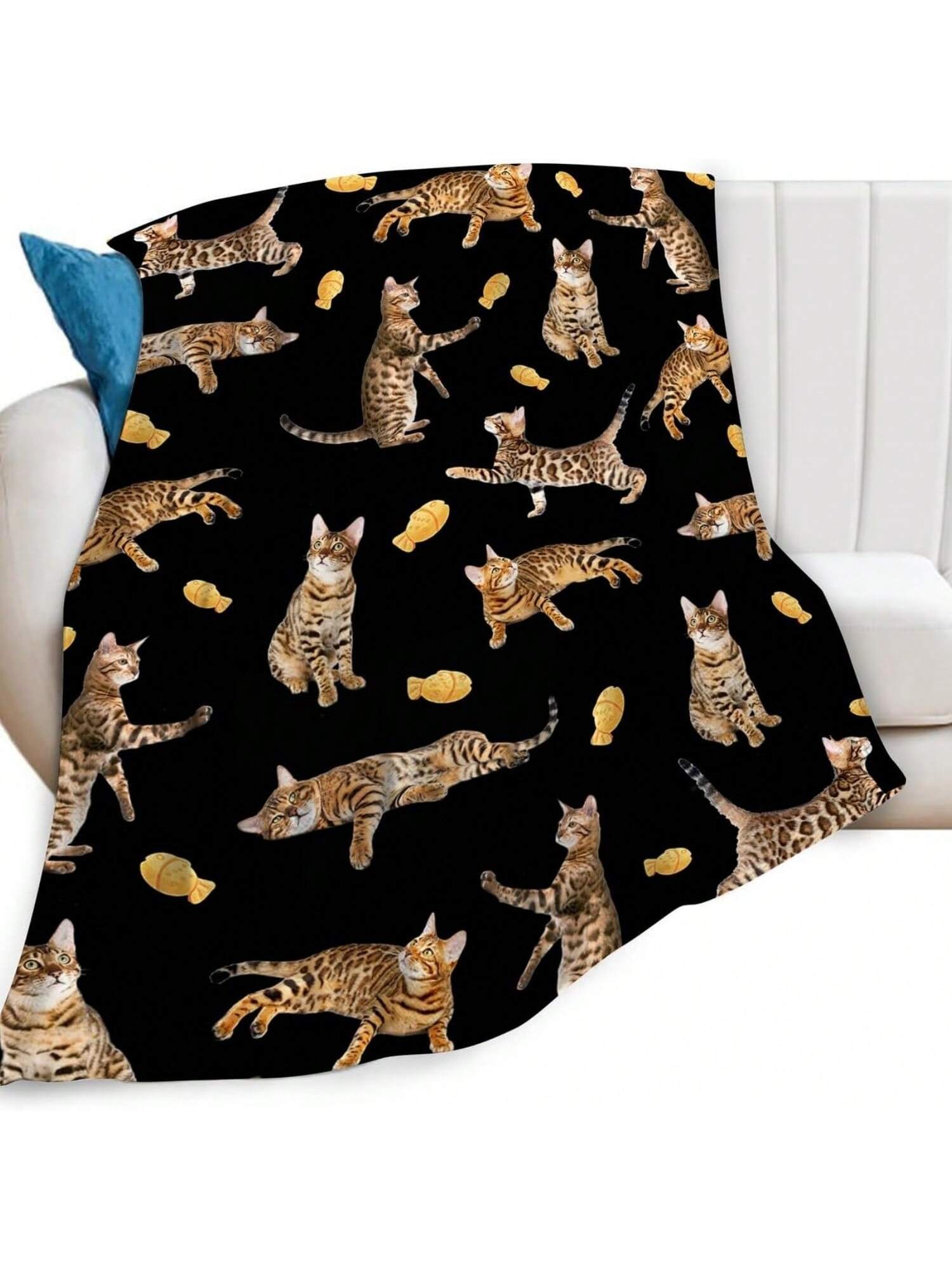 

Bengal Cat Throw Blanket - Ultra Soft Warm Flannel Fleece Blanket For Cat Lovers - Lightweight Fuzzy Decor Gifts For Women Men 50x40 75X95CM серый
