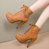 European & American Cross-Strap Stiletto Platform Ankle Boots with Buckle