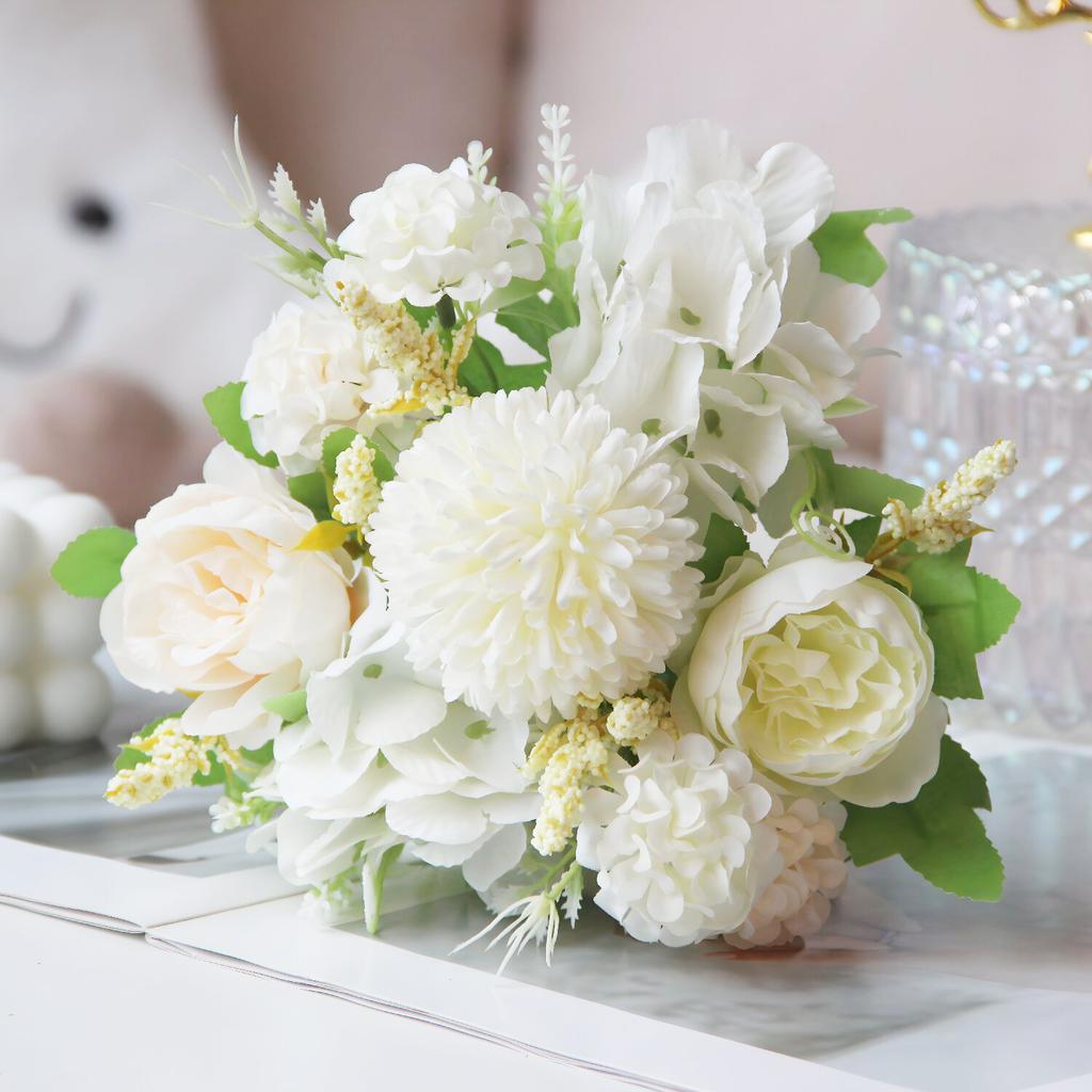 Peony and Rose Bouquet Realistic Silk Artificial Flowers Wedding Bridal Bouquet Home Garden Table Centerpiece Festival Decor