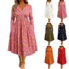 Robe Longue Décontractée à Manches Longues et Col en V pour Femmes, Idéale pour le Quotidien