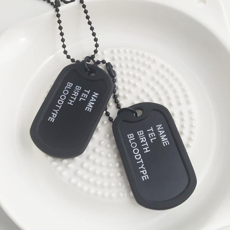 European & American Four-Row Letter Double-Brand Dog Tag Necklace for Men