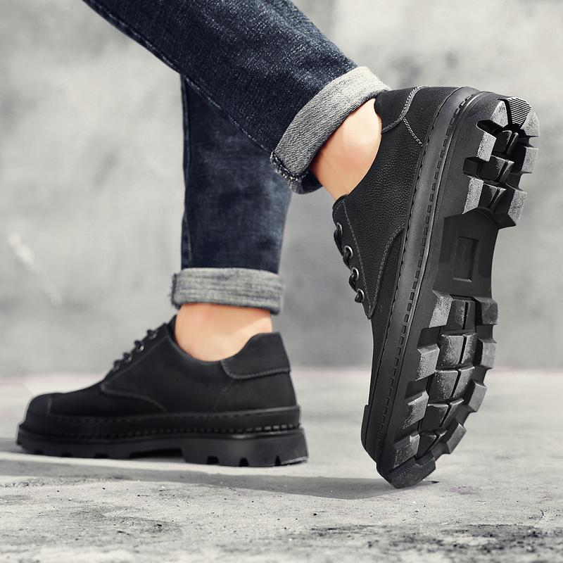 Fashion Shoes Men lace up oxfords Genuine Leather Casual Outdoor Wear-Resistant Fashion Comfortable Round Toe Walking Elegant Shoes