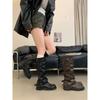 Thick-soled Coffee-colored Long Tube Knight Boots Women's Shoes 2025 New Autumn and Winter Trousers Stacking Boots Medium Tube Thin Long Boots