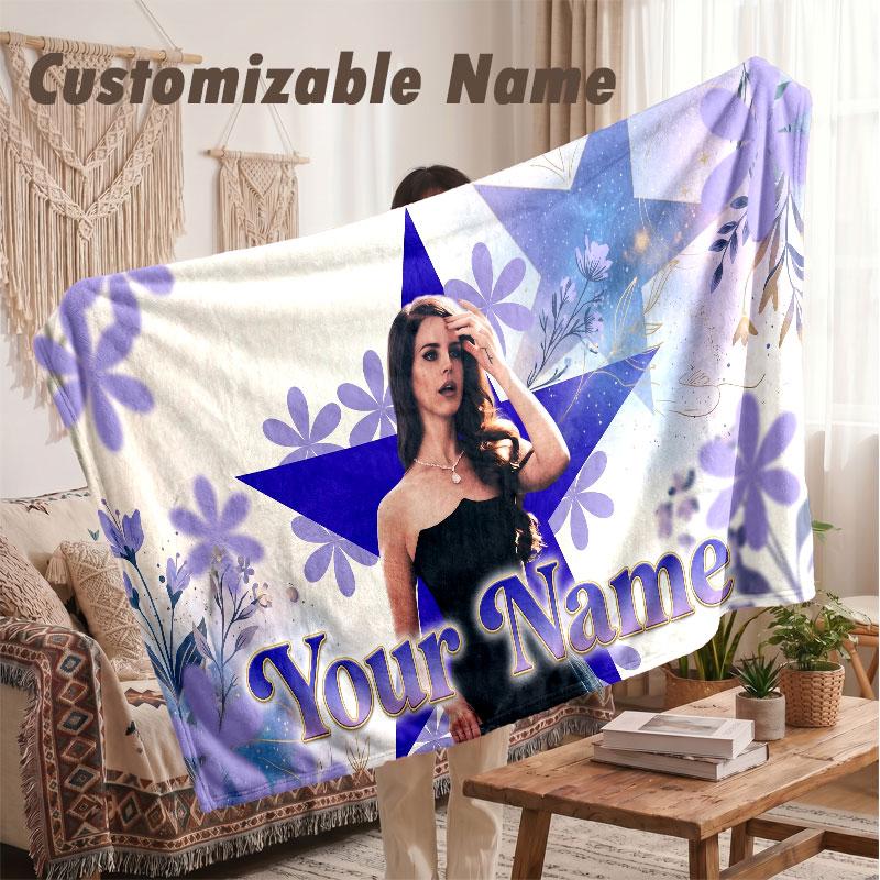 Custom Name Flannel Blanket,Lana Del Rey Lightweight Warm Bed Blanket For Couch & Holiday Gift