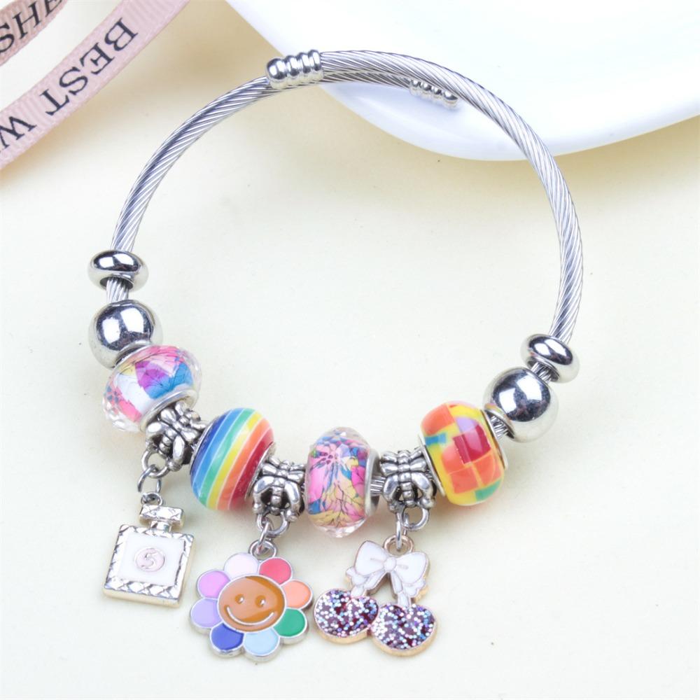 Beaded Bracelet Bangle Multi Element Stainless Steel Copper Alloy Open Spring Snake Bone Chain