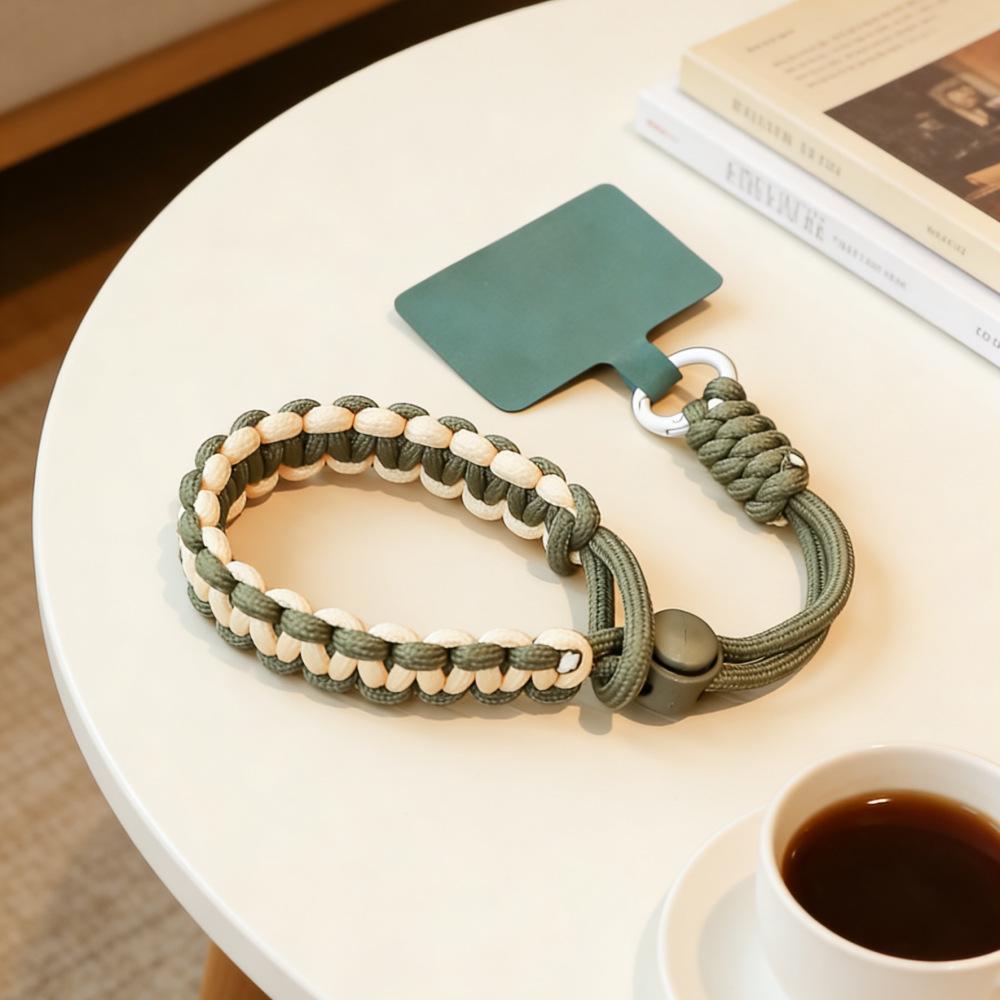 Adjustable Braided Phone and Camera Strap with Colorful Wrist Lanyard & Keychain