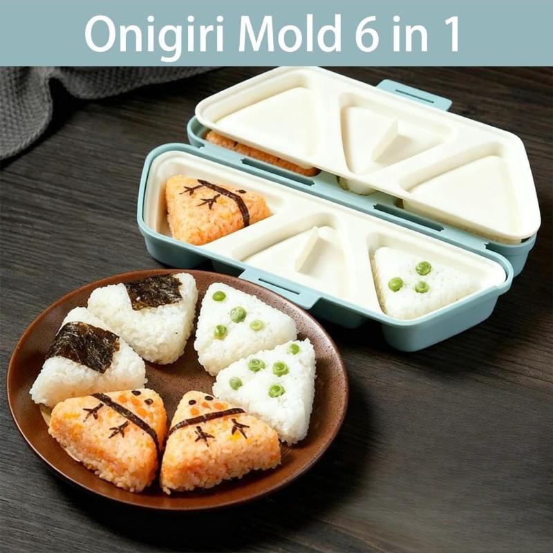6 Grids Sushi Mould Triangle Bento Box Kitchen Party Supply Mold Tool Onigiri Rice Ball Bento Machinenori Kitchen Accessories