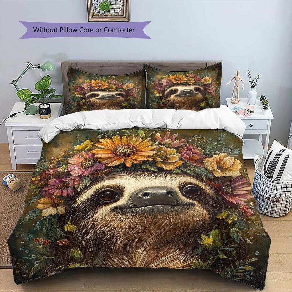 Vintage Animal Pattern Bedding Quilt Set Quilt Cover Pillowcase Home Decoration Gift (1 * Duvet Cover + 2 * Pillowcase, Without Core)