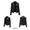 Damen Cool Edgy Nieten Motorrad PU-Lederjacke, Schräger Reißverschluss, Reverskragen, Slim Fit Punk Style Kurze Jacke für Frühling/Herbst