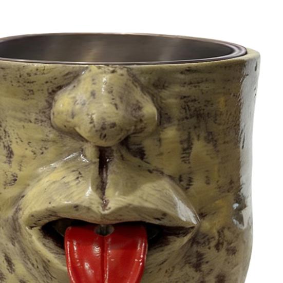 Tazza Classica con Lingua che Esce con Interno in Acciaio Inox Tazza da Caffè Tè in Ceramica Design Creativo Faccina Divertente Articoli da Tavola Regalo Scherzoso Unico per Amici