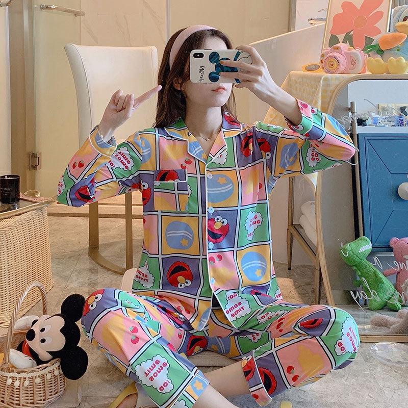 Damen Übergröße Langarm Pyjama Set - Frühling, Sommer, Herbst Homewear