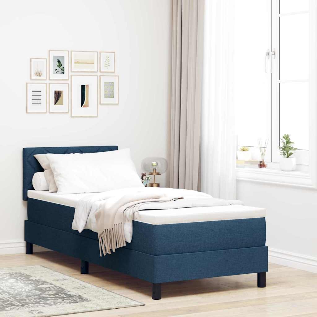 Box Spring Bed with Mattress and Headboard Blue 80 x 200 cm Fabric