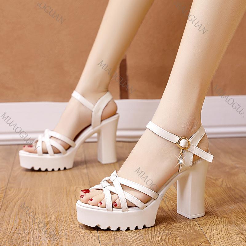 Fashion New High-heeled Sandals Summer Shoes for Women Platform Soft Leather Comfortable Heightening Women's Shoes Party Sandales Femmes