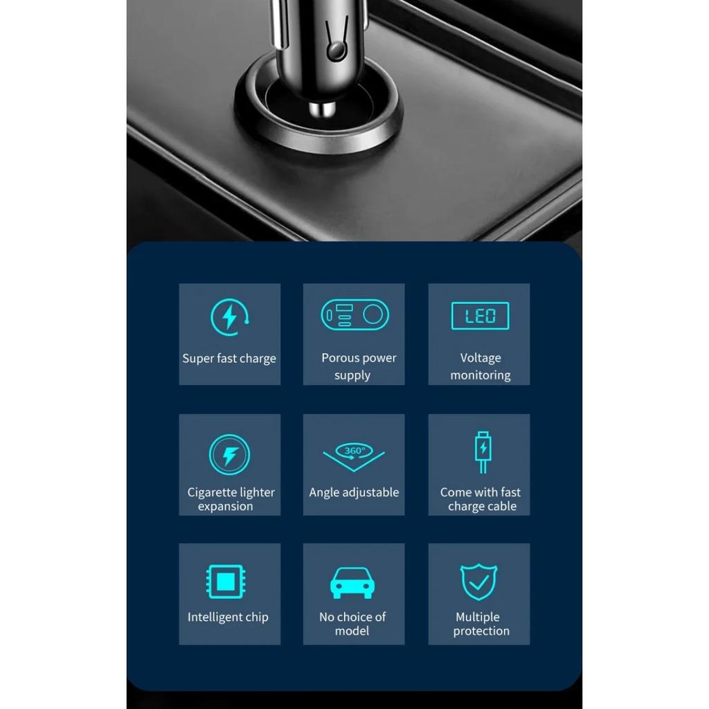 5 In 1 PD 30W Super Fast Charging Socket Car Charger 4 Ports USB Type C Fast Charging for IPhone 16 15 Xiaomi Samsung