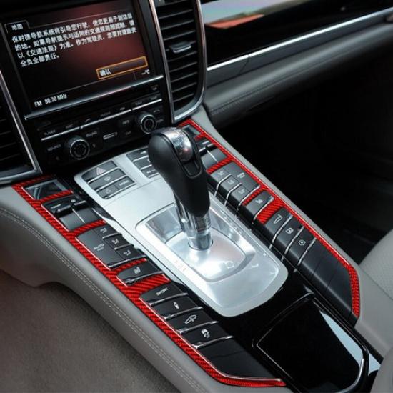 Red Carbon Fiber Car Center Console Panel Sticker For Porsche Panamera 10-16