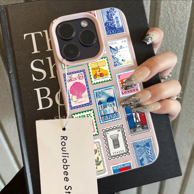 Vibrant Retro Stamp Lichee Design Phone Case For iPhone 17 Air 16 e 15 14 13 12 11 Pro Max Plus SE Soft Shockproof Cover