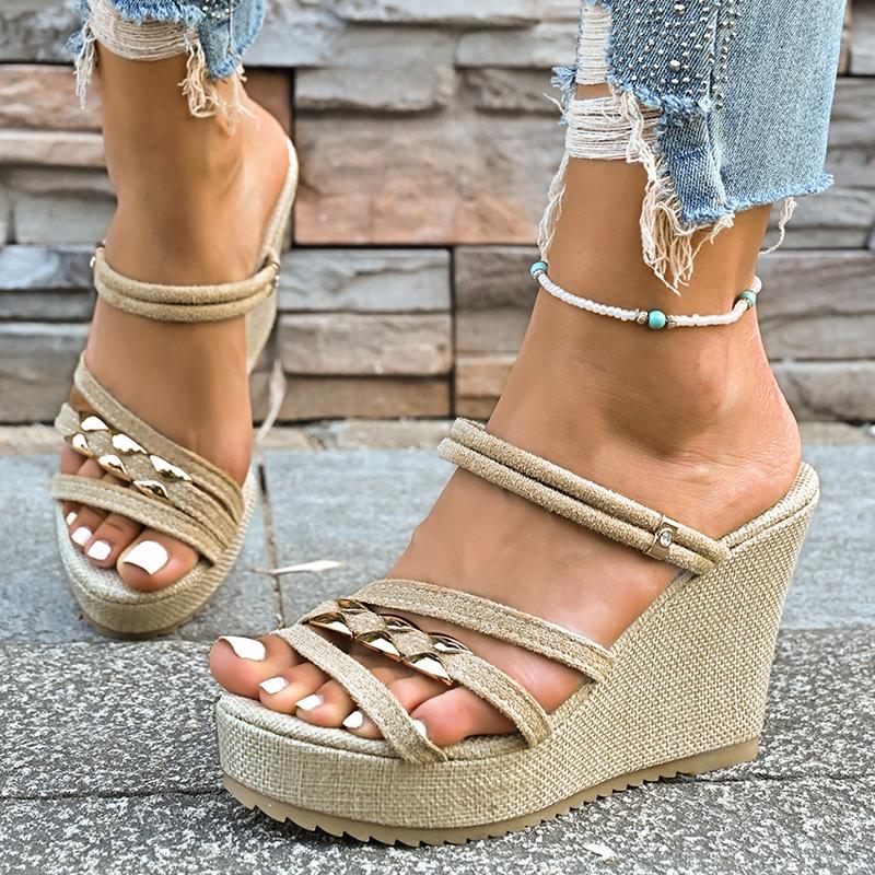 Fashion Women's Platform Wedge Heel Sandals Summer Comfort Non Slip Thick Sole Slippers Woman Casual Slip On High Heeled Sandalias Mujer