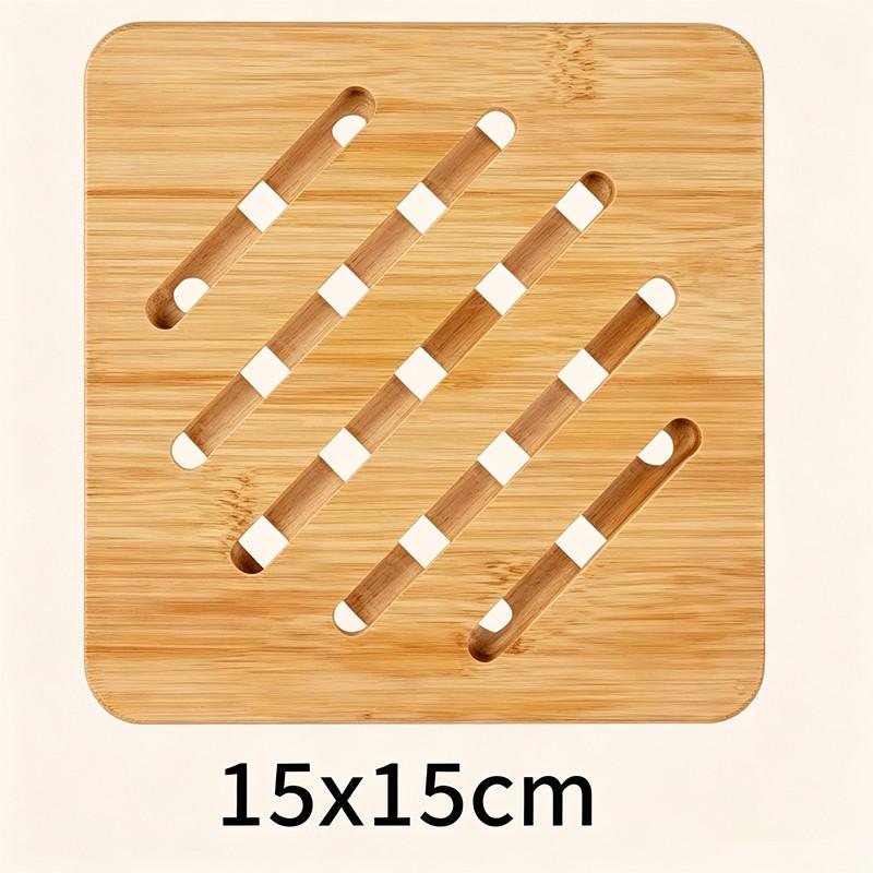 Portable Placemat Thickened Circular Square Household Coaster Hollowed Out Bamboo Insulation Mat Dining Table Mat