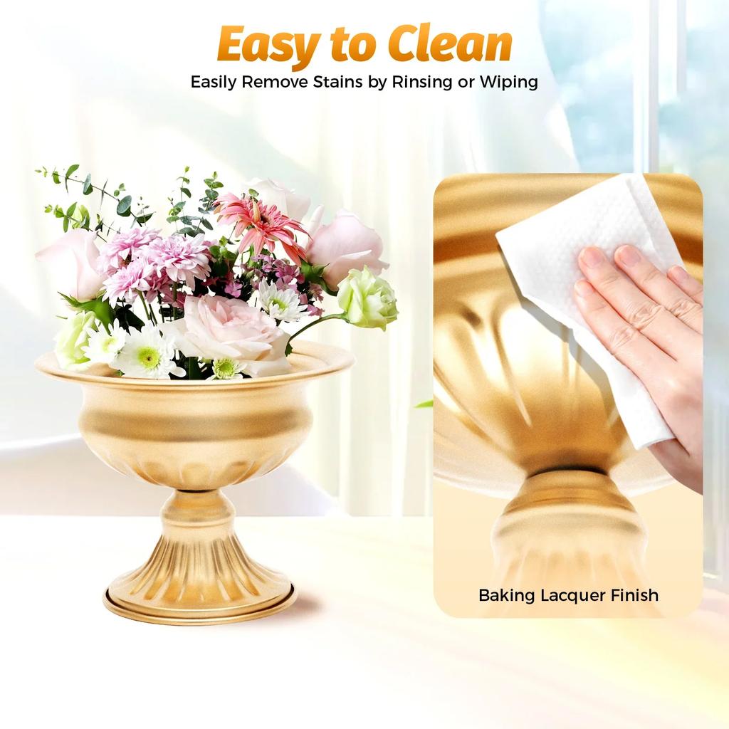 10 Trumpet-shaped Gold Vases for Wedding Table Centerpieces and Reception Decorations, Home Flower Stand