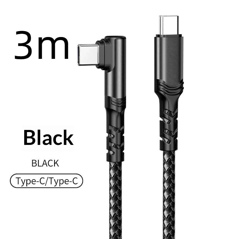 100W Fast Charging Type C Right Angle Cable High Speed Data Transfer Cord for Gamer Mobile Phone Charging Use