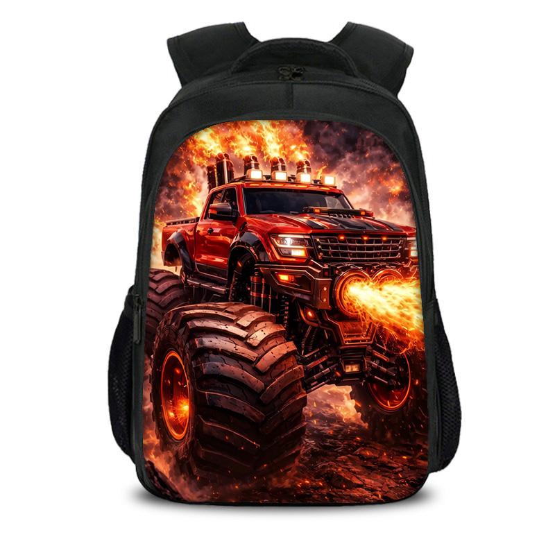 Monster Jam double-layer backpack cartoon print new trend student school best campus companion birthday gift